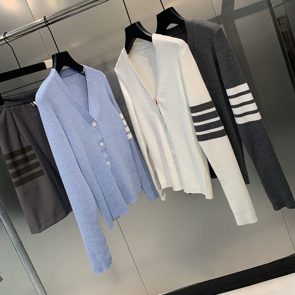 Thom Browne Women's Classic Four-Bar V-Neck Cardigan