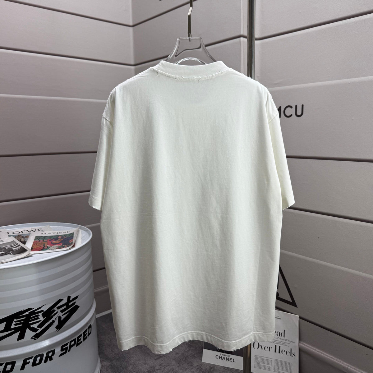 Acne Studios Small Circular Stamp‑Graphic Distressed‑Trim Crew‑Neck Short‑Sleeve T‑Shirt