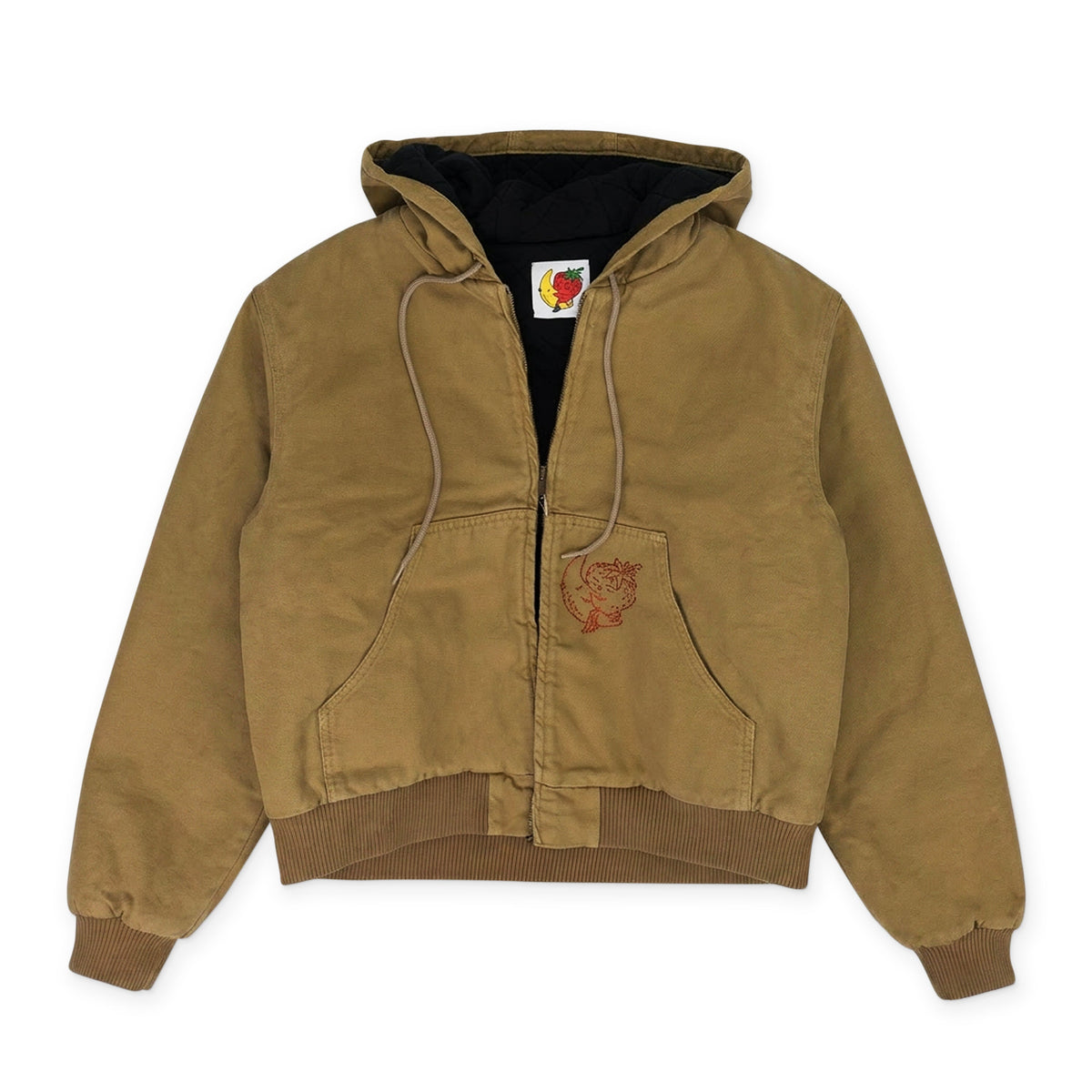 Beige Hooded Workwear Jacket