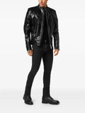 Philipp Plein leather moto jacket Cocco print