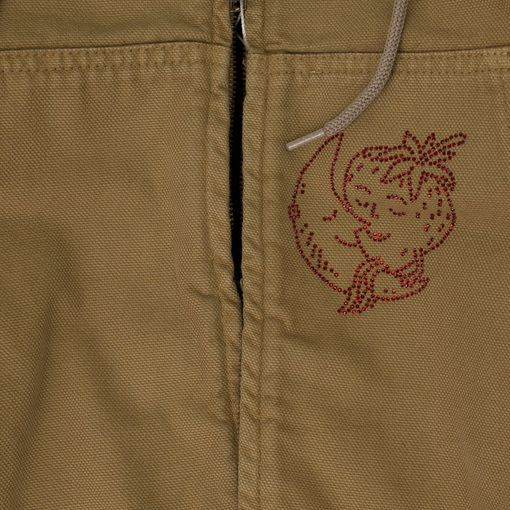 Beige Hooded Workwear Jacket