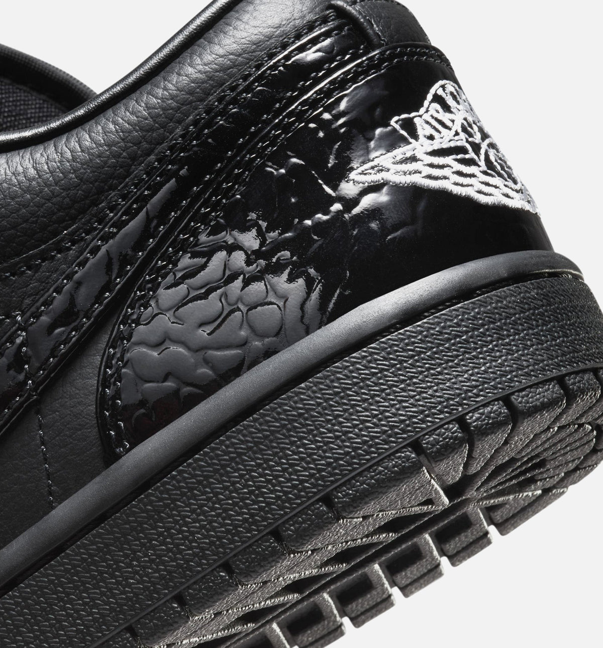 Air Jordan 1 Low Patent Elephant Women's Sneakers - Black/Black/White/Metallic Silver