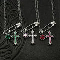 Chrome Hearts retro cube gemstone pin necklace