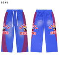 Vale Forever Blue Cartoon Logo Striped Wide Leg Sweatpants