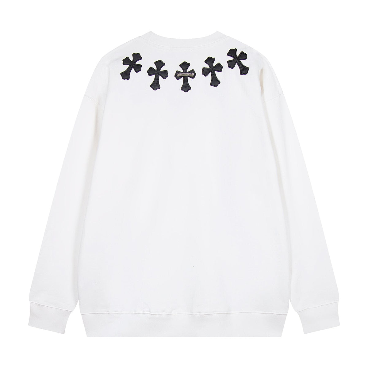 Chrome Hearts Leather Cross Metal Detail Crewneck Sweatshirt