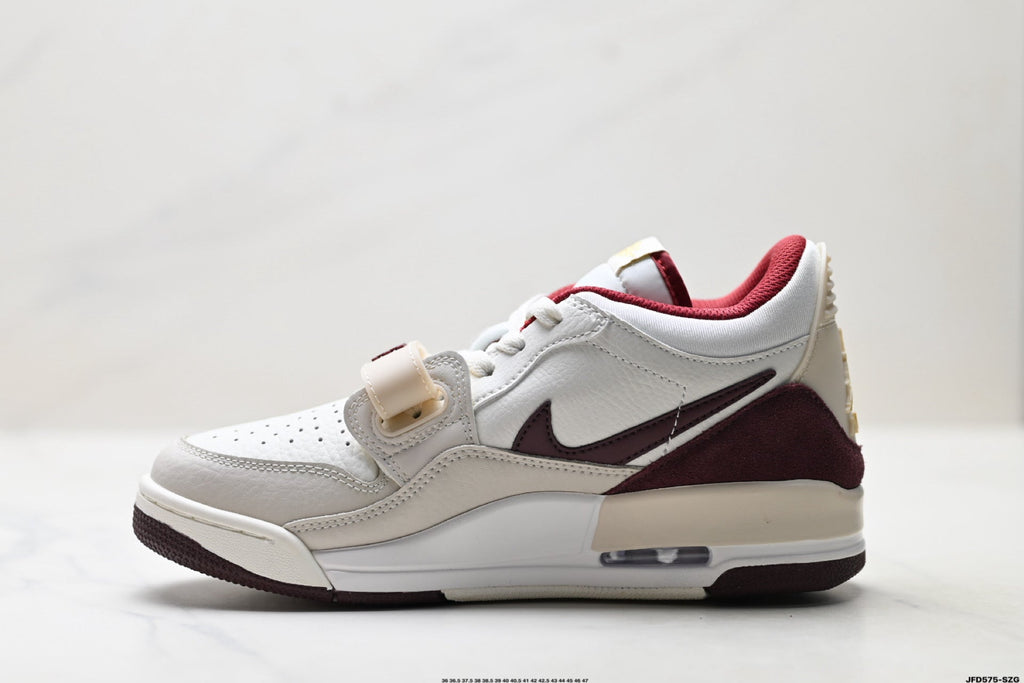 Jordan Legacy 312 Low White Burgundy Red Sneakers
