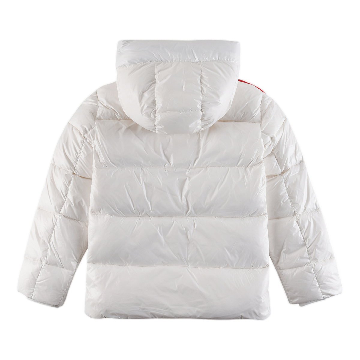 Moncler Tricolour Sleeve-Stripe Glossy Hooded Puffer Jacket – High Shine