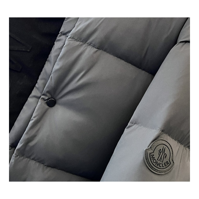 Moncler Contrast-Hood Color-Block Puffer Jacket