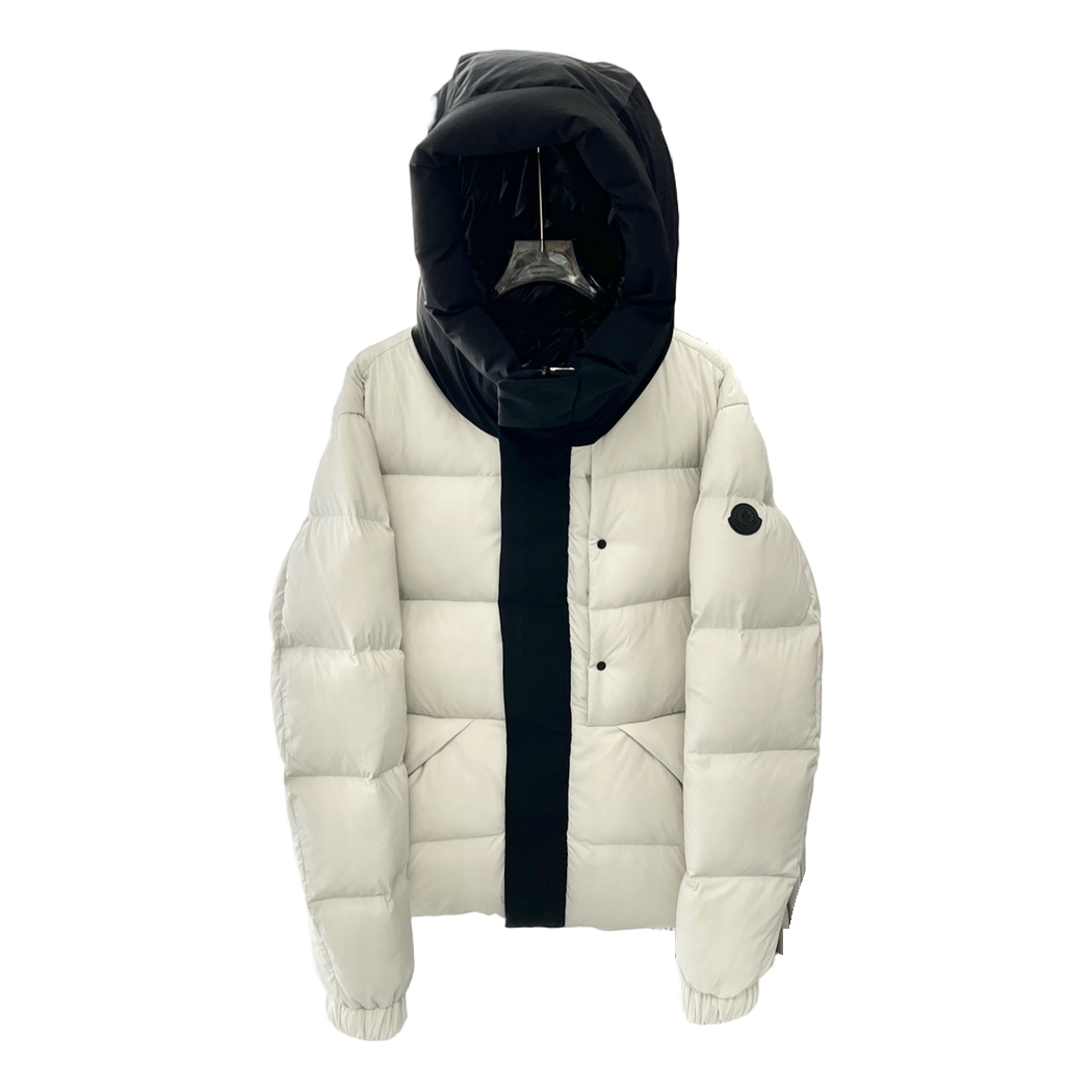 Moncler Contrast-Hood Color-Block Puffer Jacket