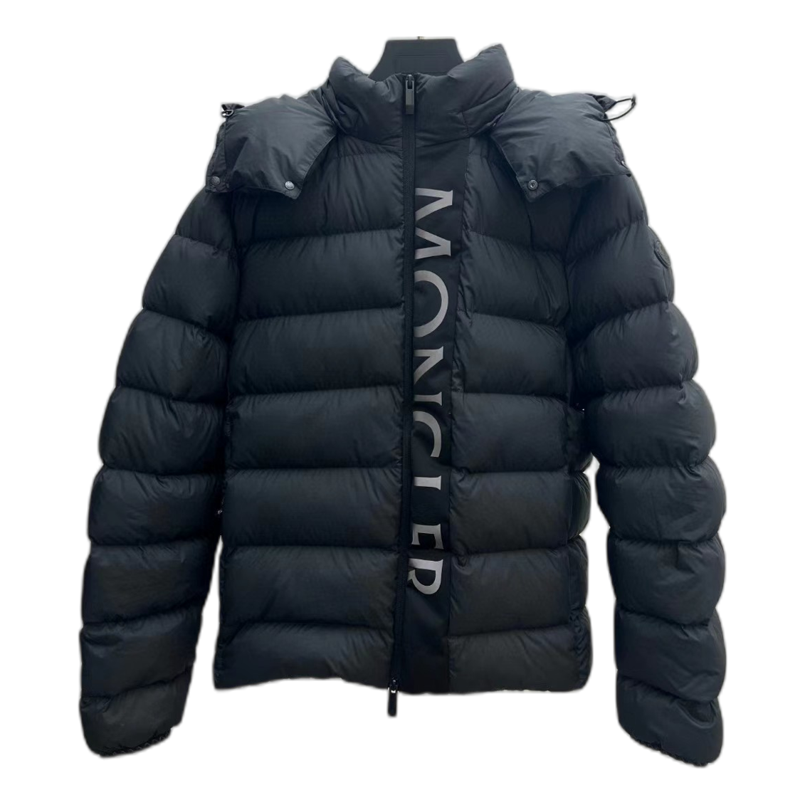 Moncler Vertical-Logo Snap-Front Puffer Jacket – Black