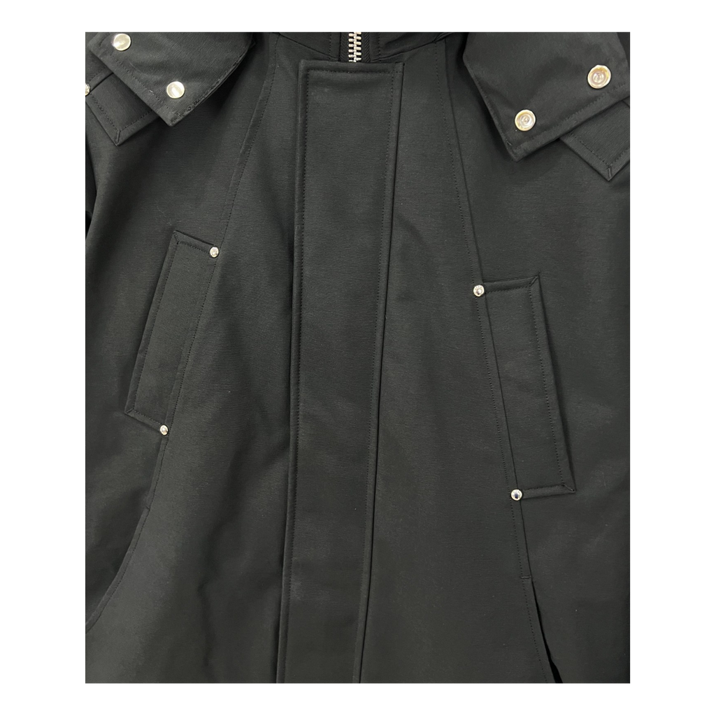 Moose Knuckles Curved-Hem Fur-Trim Hooded Parka – Black