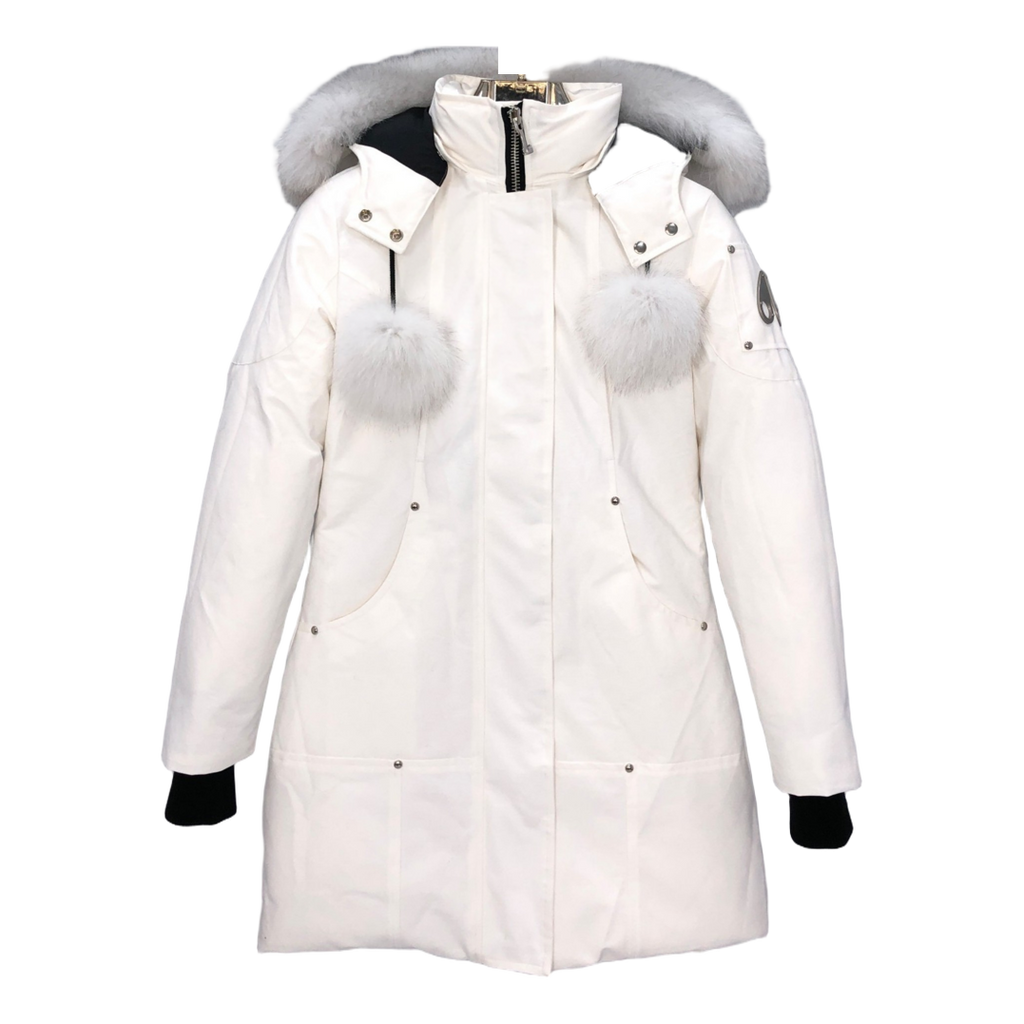 Moose Knuckles Stirling Parka – White Fur Trim & Pom-Pom