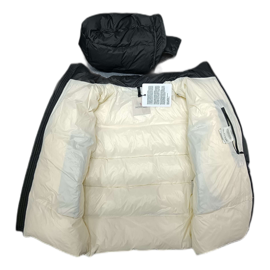 Moncler Contrast-Lined Logo-Hood Puffer Jacket – Black