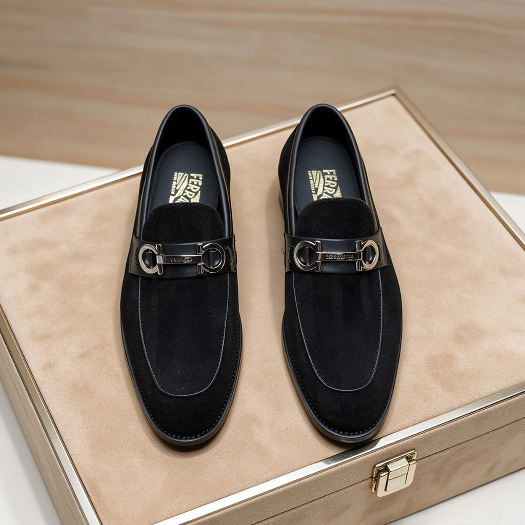 Ferragamo Black Bit Loafers