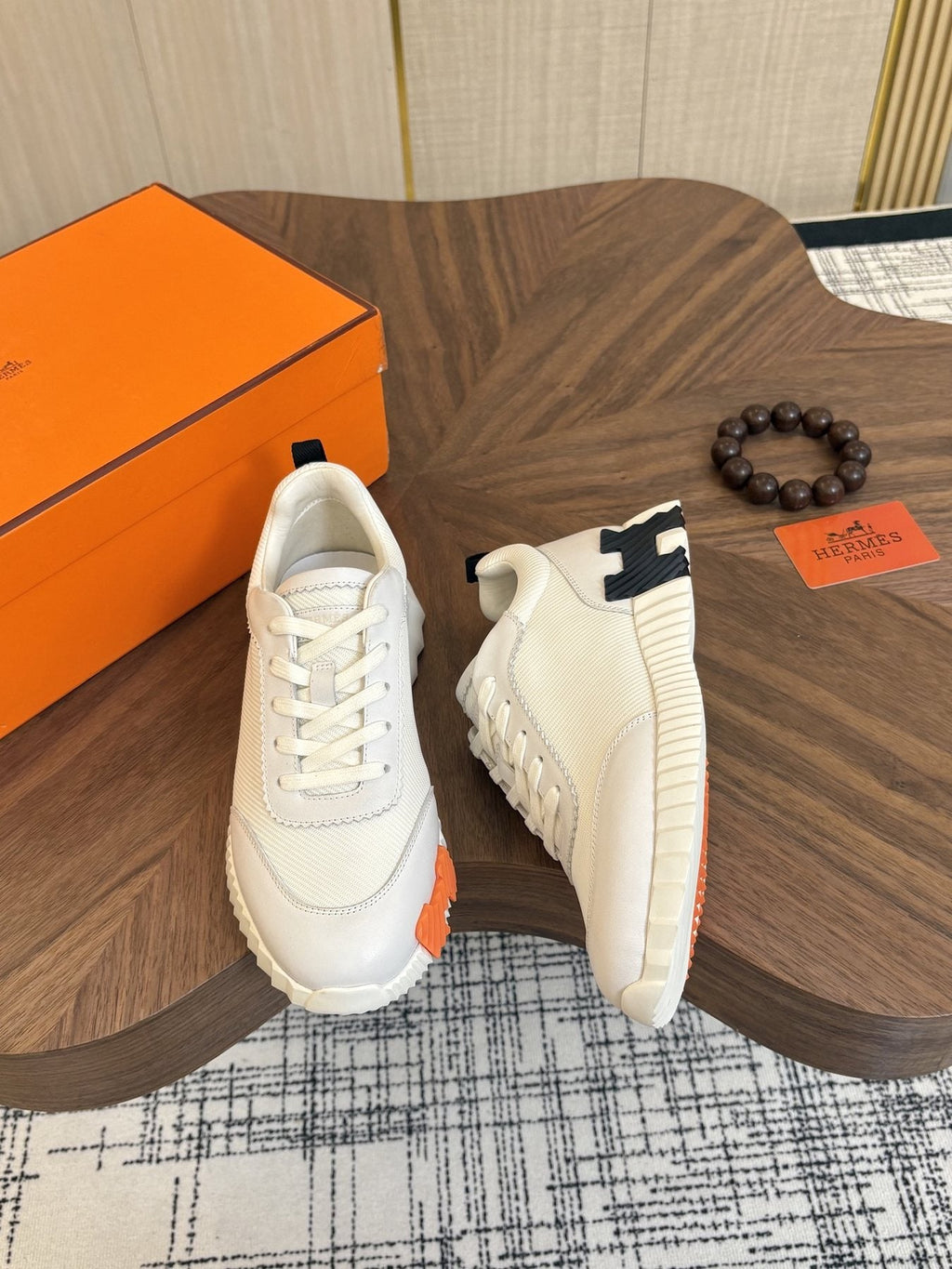 Hermes Black Ribbed Sole Sneakers