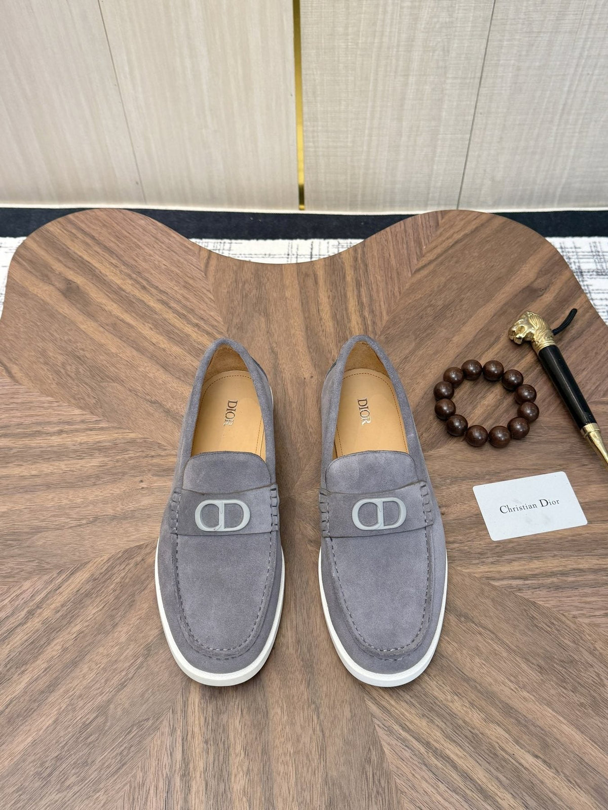Dior Men's Contrast-Sole Slip-On Loafers - Moc-Toe Stitching