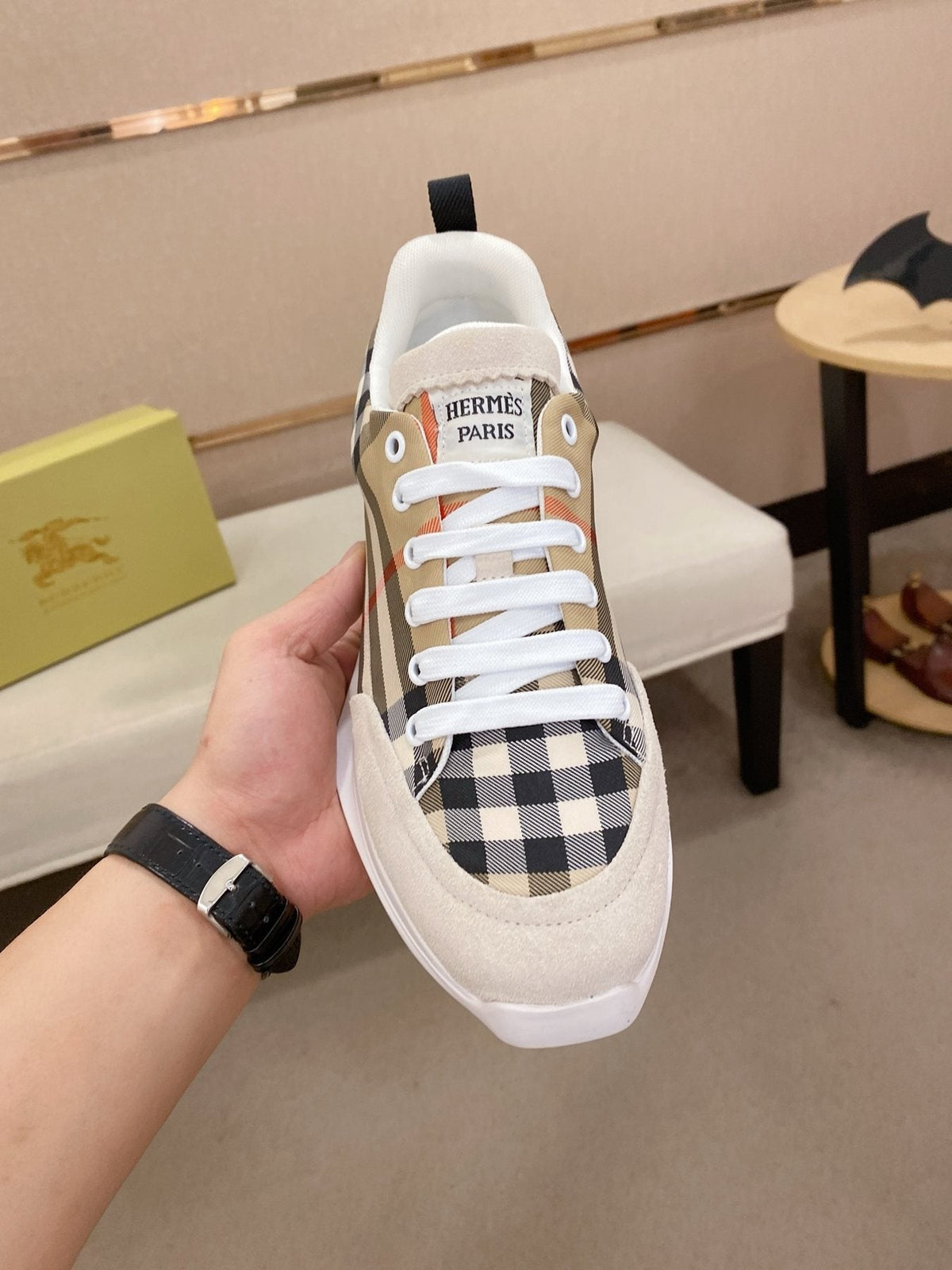 Hermès Plaid Low-Top Sneakers
