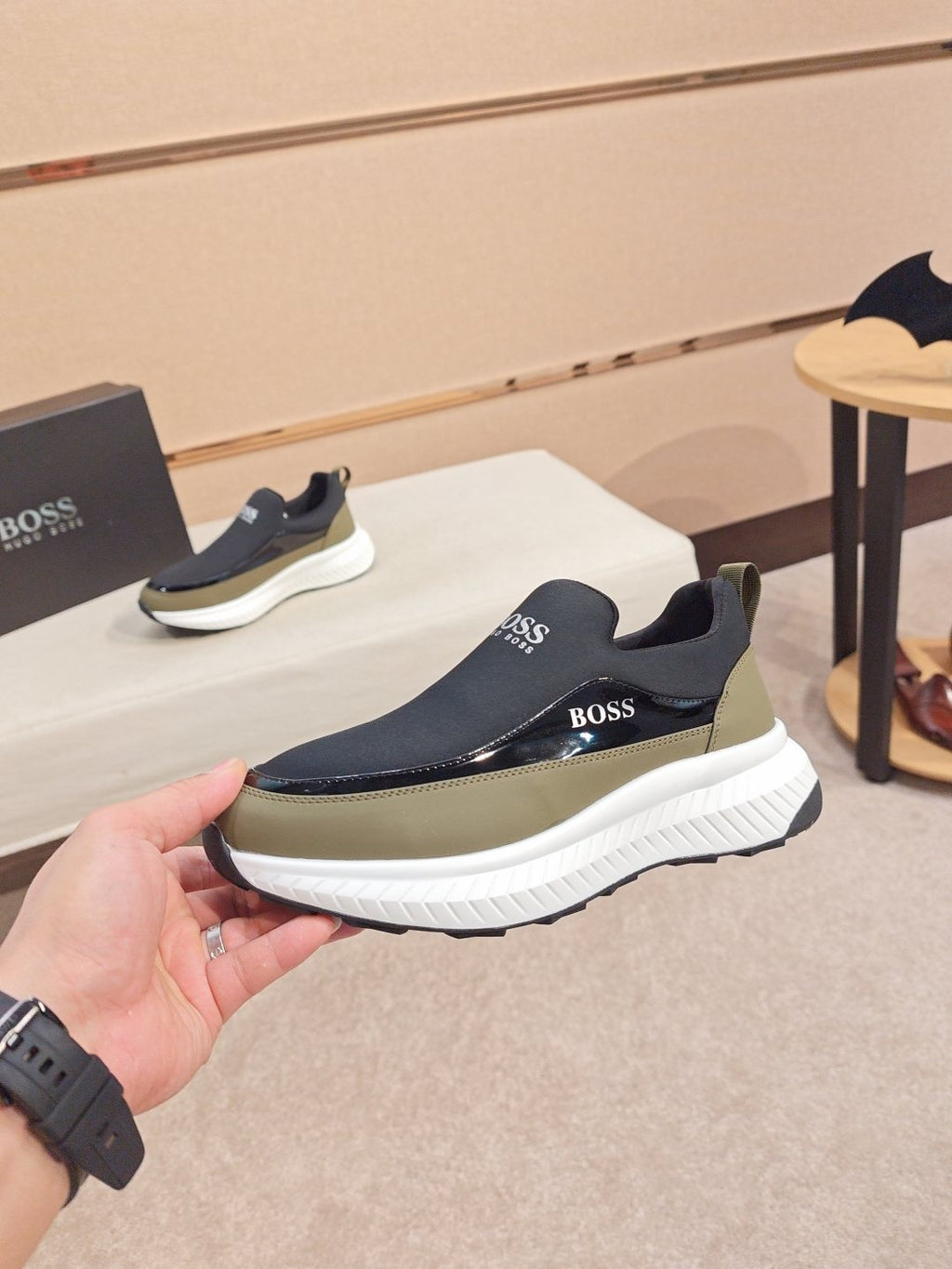 BOSS Contrast-Panel Slip-On Sneakers