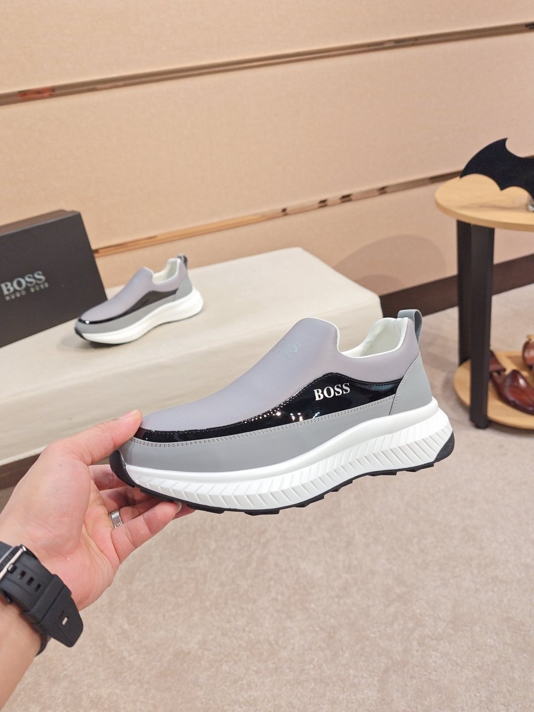 BOSS Contrast-Panel Slip-On Sneakers