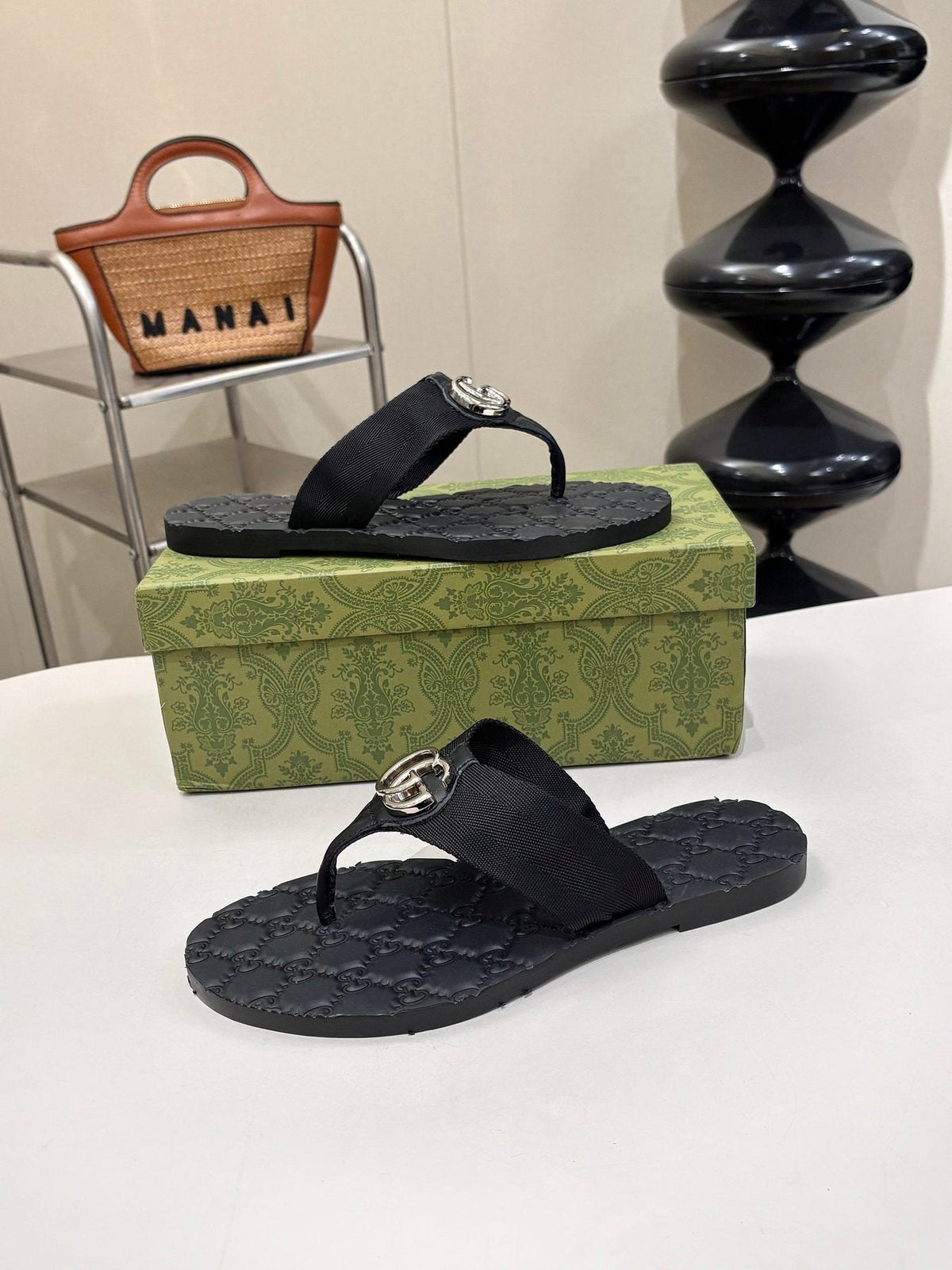 Gucci Striped Thong Sandals